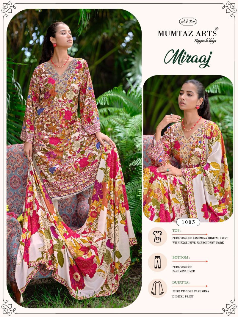 Miraaj By Mumtaz Arts Viscose Discharge Print Pashmina Salwar Suits